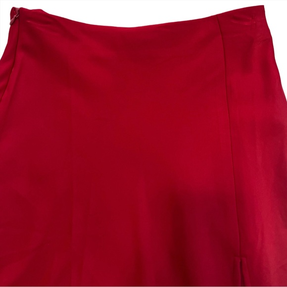 NWOT SHEIN Red Satin-Like A-Line Midi Skirt with Thigh-High Slit – Size XS - Picture 2 of 4